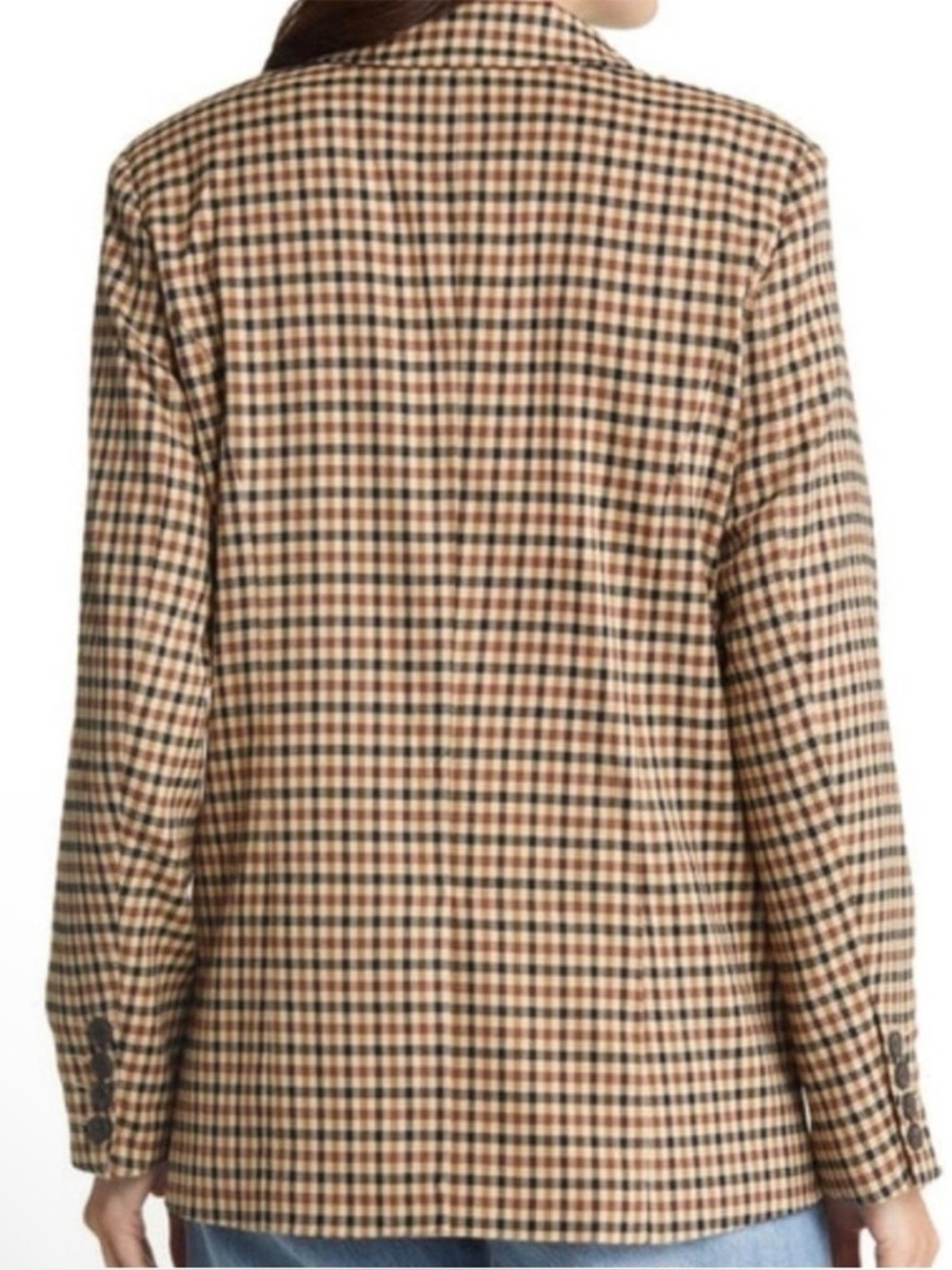 Rails - Chelsea Cafe Check - Beige and Brown Checked Double-Breasted Blazer - Picture 3 of 16